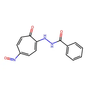 Benzoic acid, 2-(4-nitroso-7-oxo-1,3,5-cycloheptatrien-1-yl)hydrazide structure