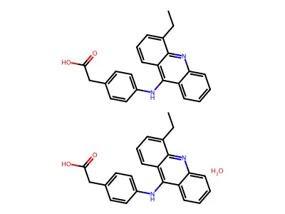 Acetic acid, p-(4-ethyl-9-acridinylamino)phenyl-, hemihydrate structure