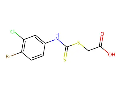 ((((4-Bromo-3-chlorophenyl)imino)(sulfanyl)methyl)sulfanyl)acetic acid structure