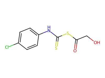 Carbanilic acid, p-chlorodithio-, ester with mercaptoacetic acid structure
