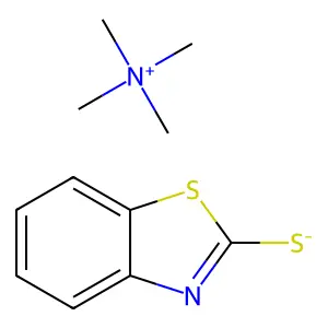 Ammonium, tetramethyl-, benzothiazole-2-mercaptide structure