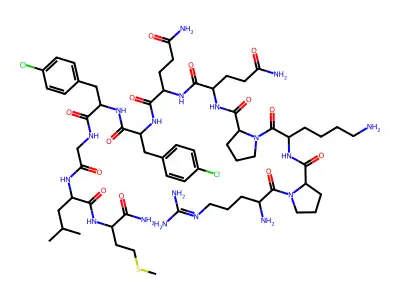 Arg-pro-lys-pro-gln-gln-P-chloro-phe-P-chloro-phe-gly-leu-met-NH2 structure
