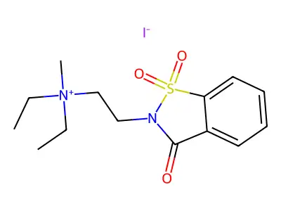 2-(2-(diethyl(methyl)-5-azanyl)ethyl)-1,2-benzisothiazol-3(2H)-one 1,1-dioxide structure