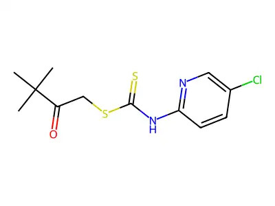 Carbamodithioic acid, (5-chloro-2-pyridinyl)-, 3,3-dimethyl-2-oxobutyl ester structure
