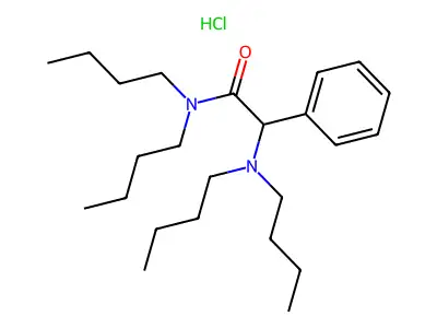 Acetamide, N,N-dibutyl-2-(dibutylamino)-2-phenyl-, hydrochloride structure