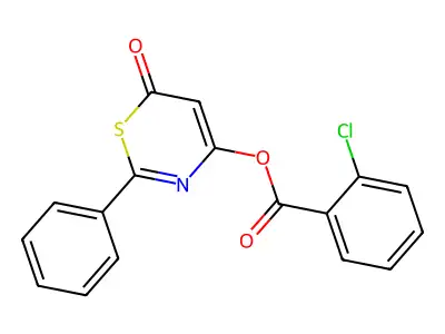 6H-1,3-Thiazin-6-one, 4-hydroxy-2-phenyl-, o-chlorobenzoate structure