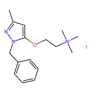 Ammonium, (1-benzyl-3-methyl-5-pyrazolyloxyethyl)trimethyl-, iodide structure