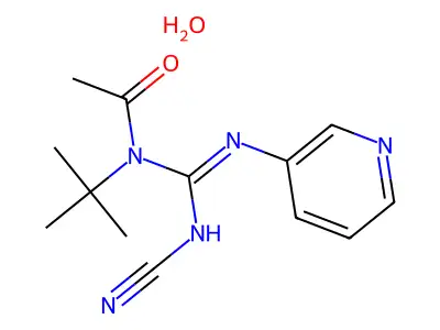 Acetamide, N-tert-butyl-N-(1-cyano-2-(3-pyridyl)amidino)-, hydrate structure