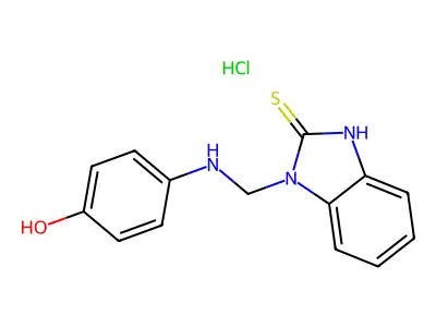 2-Benzimidazolethiol, 1-(4-hydroxyanilinomethyl)-, hydrochloride structure