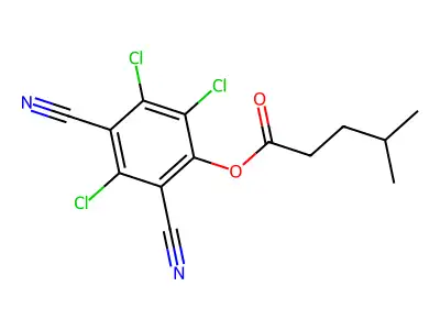 1,3-Benzenedicarbonitrile, 4-hydroxy-2,5,6-trichloro-, isohexanoate structure