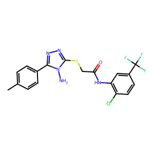 2-[4-amino-5-(4-methylphenyl)(1,2,4-triazol-3-ylthio)]-N-[2-chloro-5-(trifluor omethyl)phenyl]acetamide structure