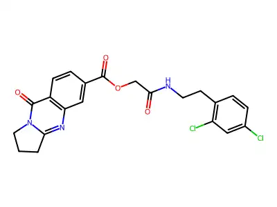 2-((2,4-Dichlorophenethyl)amino)-2-oxoethyl 9-oxo-1,2,3,9-tetrahydropyrrolo[2,1-b]quinazoline-6-carboxylate structure