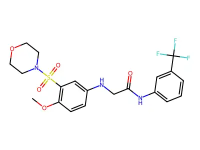2-(4-methoxy-3-morpholin-4-ylsulfonylanilino)-N-[3-(trifluoromethyl)phenyl]acetamide structure