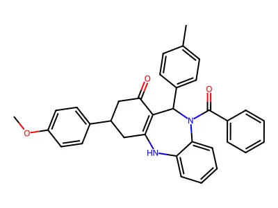 5-benzoyl-9-(4-methoxyphenyl)-6-(p-tolyl)-8,9,10,11-tetrahydro-6H-benzo[b][1,4]benzodiazepin-7-one structure