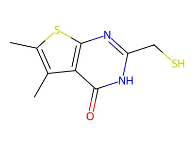 2-(mercaptomethyl)-5,6-dimethylthieno[2,3-d]pyrimidin-4(3H)-one structure