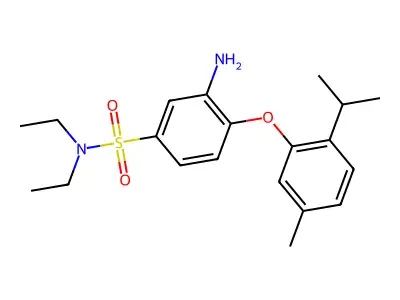 3-amino-N,N-diethyl-4-(5-methyl-2-(propan-2-yl)phenoxy)benzene-1-sulfonamide structure