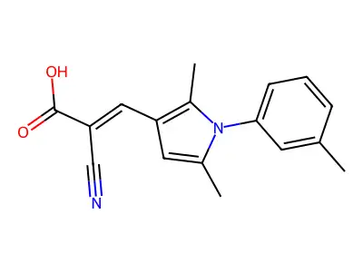 2-cyano-3-(2,5-dimethyl-1-(3-methylphenyl)-1H-pyrrol-3-yl)prop-2-enoic acid structure
