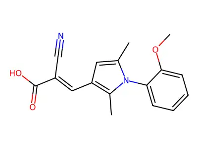 2-Cyano-3-[1-(2-methoxyphenyl)-2,5-dimethyl-1H-pyrrol-3-yl]prop-2-enoic acid structure