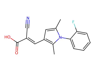 2-cyano-3-[1-(2-fluorophenyl)-2,5-dimethyl-1H-pyrrol-3-yl]prop-2-enoic acid structure