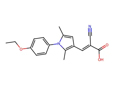 2-cyano-3-(1-(4-ethoxyphenyl)-2,5-dimethyl-1H-pyrrol-3-yl)prop-2-enoic acid structure