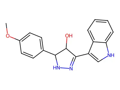 3-(1H-indol-3-yl)-5-(4-methoxyphenyl)-4,5-dihydro-1H-pyrazol-4-ol structure
