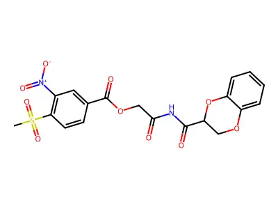 [2-(2,3-dihydro-1,4-benzodioxine-3-carbonylamino)-2-oxoethyl] 4-methylsulfonyl-3-nitrobenzoate structure