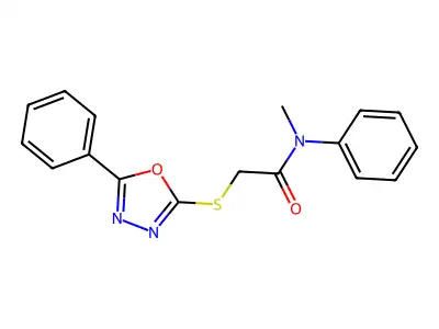 N-Methyl-N-phenyl-2-((5-phenyl-1,3,4-oxadiazol-2-yl)thio)acetamide structure