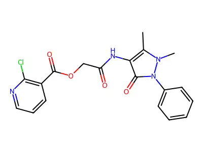 [(1,5-dimethyl-3-oxo-2-phenyl-2,3-dihydro-1H-pyrazol-4-yl)carbamoyl]methyl 2-chloropyridine-3-carboxylate structure