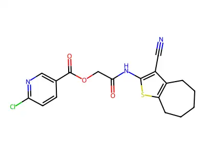 ({3-cyano-4H,5H,6H,7H,8H-cyclohepta[b]thiophen-2-yl}carbamoyl)methyl 6-chloropyridine-3-carboxylate structure