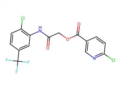 [2-[2-chloro-5-(trifluoromethyl)anilino]-2-oxoethyl] 6-chloropyridine-3-carboxylate structure