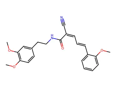 2-cyano-N-[2-(3,4-dimethoxyphenyl)ethyl]-5-(2-methoxyphenyl)penta-2,4-dienamide structure