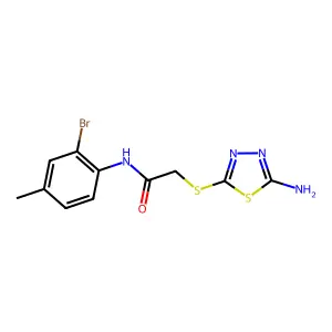 2-[(5-amino-1,3,4-thiadiazol-2-yl)sulfanyl]-N-(2-bromo-4-methylphenyl)acetamide structure