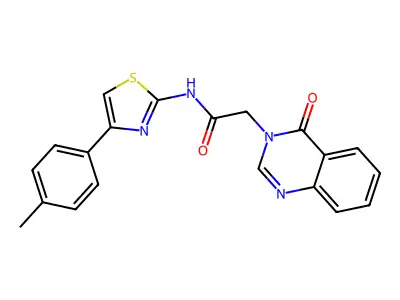 N-[4-(4-methylphenyl)-1,3-thiazol-2-yl]-2-(4-oxoquinazolin-3-yl)acetamide structure