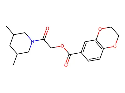 [2-(3,5-dimethylpiperidin-1-yl)-2-oxoethyl] 2,3-dihydro-1,4-benzodioxine-6-carboxylate structure