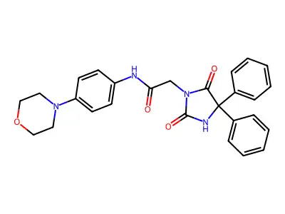 2-(2,5-dioxo-4,4-diphenylimidazolidin-1-yl)-N-(4-morpholin-4-ylphenyl)acetamide structure