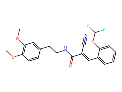 (E)-2-cyano-3-[2-(difluoromethoxy)phenyl]-N-[2-(3,4-dimethoxyphenyl)ethyl]prop-2-enamide structure