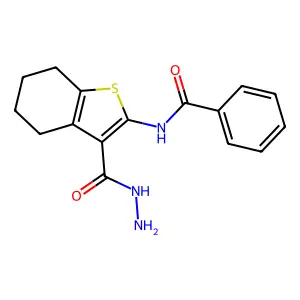 N-[3-(hydrazinylcarbonyl)-4,5,6,7-tetrahydro-1-benzothiophen-2-yl]benzamide structure