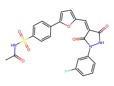 N-[[4-[5-[[1-(3-Fluorophenyl)-3,5-dioxo-4-pyrazolidinylidene]methyl]-2-furanyl]phenyl]sulfonyl]acetamide structure
