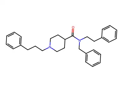 N-benzyl-N-(2-phenylethyl)-1-(3-phenylpropyl)piperidine-4-carboxamide structure