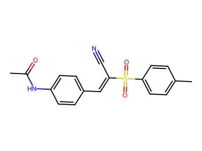 N-(4-(2-Cyano-2-((4-methylphenyl)sulfonyl)vinyl)phenyl)ethanamide structure