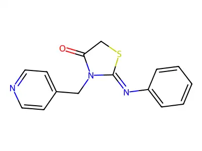 2-[(E)-Phenylimino]-3-pyridin-4-ylmethyl-thiazolidin-4-one structure