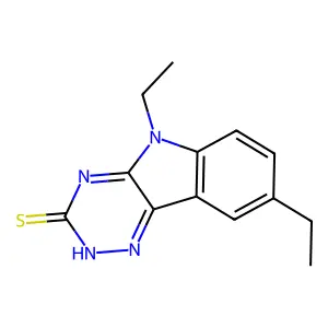 5,8-diethyl-5H-[1,2,4]triazino[5,6-b]indole-3-thiol structure