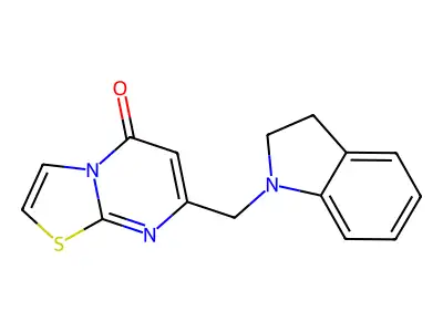 7-(2,3-Dihydroindol-1-ylmethyl)-[1,3]thiazolo[3,2-a]pyrimidin-5-one structure