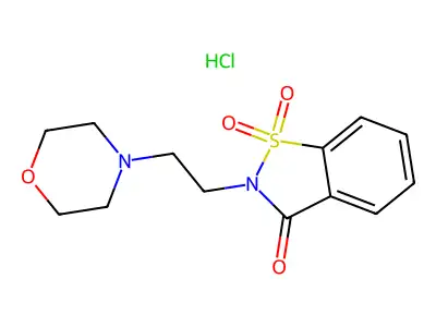 1,2-Benzisothiazolin-3-one, 2-(2-morpholinoethyl)-, 1,1-dioxide, hydrochloride structure