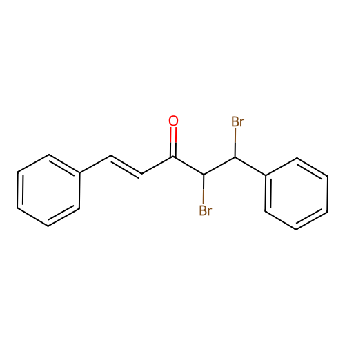 (E)-4,5-dibromo-1,5-diphenylpent-1-en-3-one structure
