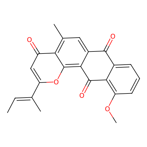 2-[(E)-but-2-en-2-yl]-11-methoxy-5-methylnaphtho[2,3-h]chromene-4,7,12-trione structure