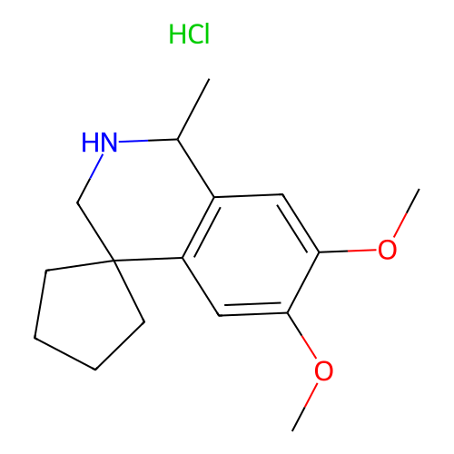 6,7-dimethoxy-1-methylspiro[2,3-dihydro-1H-isoquinoline-4,1'-cyclopentane] hydrochloride structure