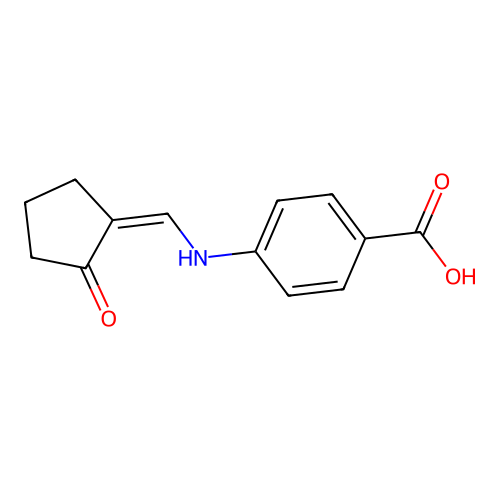4-{[(Z)-(2-oxocyclopentylidene)methyl]amino}benzoic acid structure