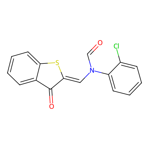 N-(2-chlorophenyl)-N-[(Z)-(3-oxo-1-benzothiophen-2(3H)-ylidene)methyl]formamide structure
