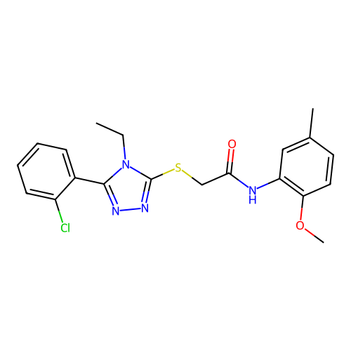 2-{[5-(2-chlorophenyl)-4-ethyl-4H-1,2,4-triazol-3-yl]sulfanyl}-N-(2-methoxy-5-methylphenyl)acetamide structure